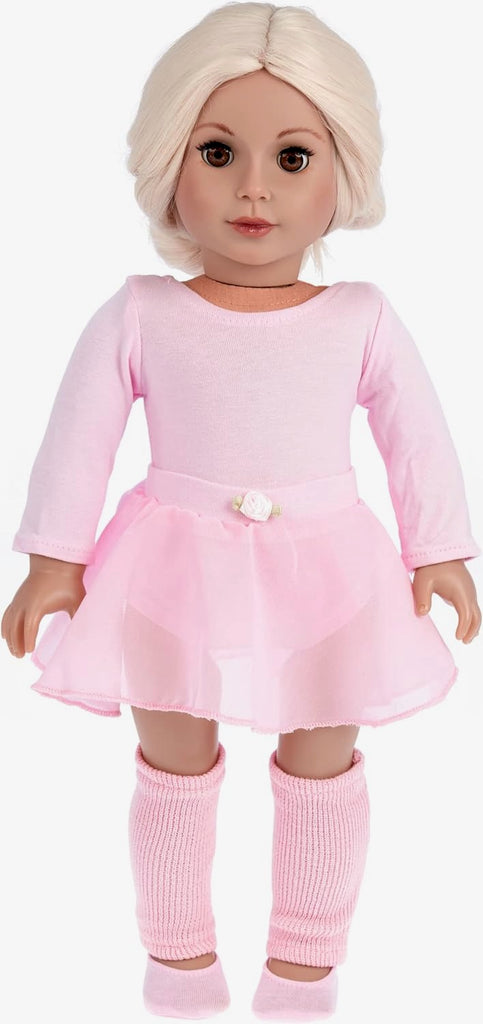 Practice Time - Clothes for 18 inch Doll - Ballet Outfit includes Pink Leotard and Skirt, Leg Warmers and Ballet Slippers