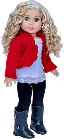 Fashion Girl - Clothes for 18 inch Doll - Cheetah Coat, Ivory Dress and Ivory Boots