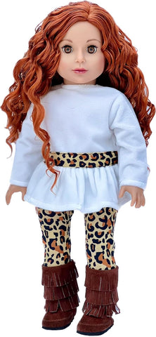 Fashion Fusion - 3 Piece Outfit for 18 inch Doll - Ivory Blouse, Brown Skirt and Ivory Boots - 18 inch Doll Clothes ( Doll Not Included)