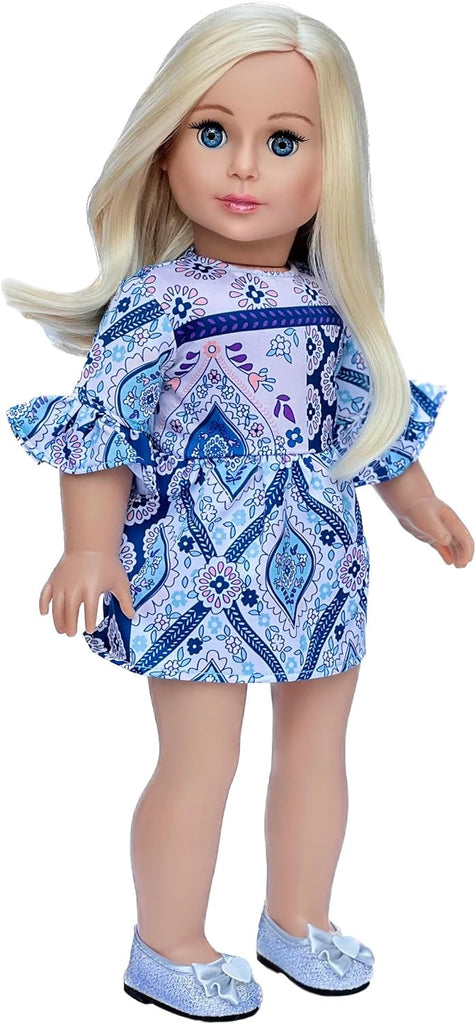 Party Dress - Blue Dress for 18 inch American Girl Doll