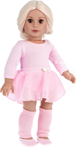 Cotton Candy - Clothes for 18 inch Doll - Pink Parka with Hood, Short Ivory Dress and Pink Boots