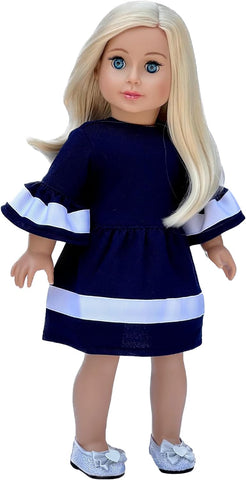 Ocean Breeze - 3 Piece Outfit for 18 inch Doll - White Blouse, Blue Skirt, Silver Necklace - 18 inch Doll Clothes (Doll NOT Included)