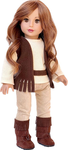 Comfy Chic - 4 Piece Outfit for 18 Inch Doll - White Tank Top, Leggings, Gray Long Sweater and White Sneakers - 18 Inch Doll Clothes ( Doll Not Included)