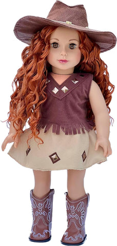 Passion for Fashion - 3 Piece Outfit for 18 Inch Doll - Pink Blouse, Denim Skirt and Brown Boots - 18 Inch Doll Cothes ( Doll Not Included)