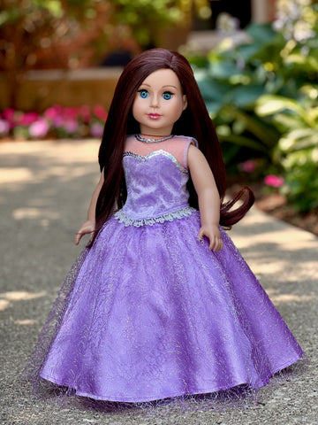 Royal Velvet - 2 Piece Outfit for 18 inch Doll -Black and Purple Gown and Matching Shoes - 18 inch Doll Clothes (Doll NOT Included)