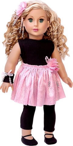Prima Ballerina - Clothes for 18 inch Doll - 3 Piece Ballet Outfit - Pink Leotard with Tutu, White Tights and Slippers