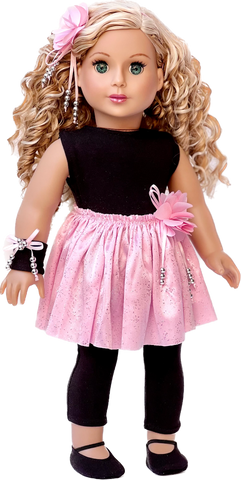 Cheerleader - Clothes for 18 inch Doll - 6 Piece Outfit - Blouse, Skirt, Headband, Pompons, Socks and Shoes