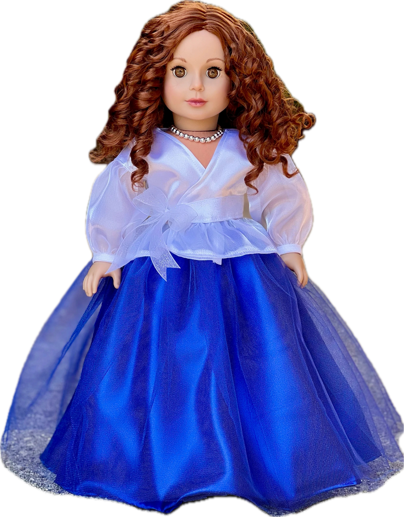 Ocean Breeze - 3 Piece Outfit for 18 inch Doll - White Blouse, Blue Skirt, Silver Necklace - 18 inch Doll Clothes (Doll NOT Included)