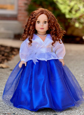 Midnight Blue - Clothing for 18 inch Doll - Dark Blue Sparkling Holiday Dress with matching Silver Shoes