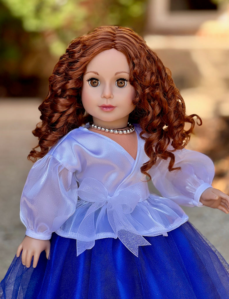 Ocean Breeze - 3 Piece Outfit for 18 inch Doll - White Blouse, Blue Skirt, Silver Necklace - 18 inch Doll Clothes (Doll NOT Included)