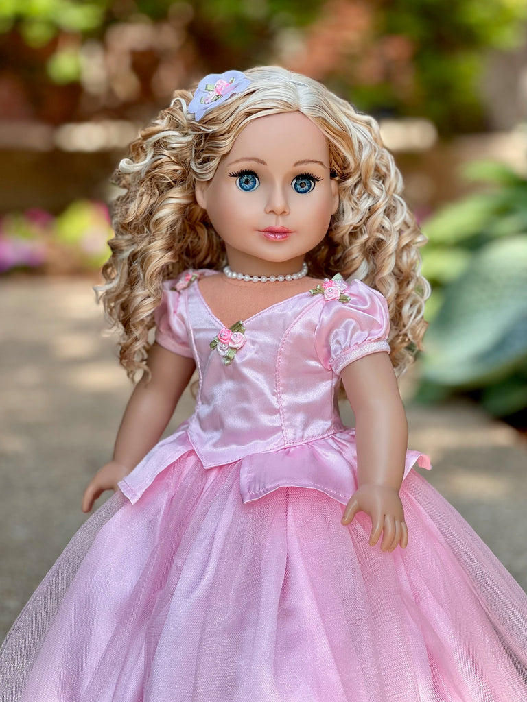 Pretty Pink - Doll Gown for 18 inch American Girl Doll includes Necklace and Headpiece