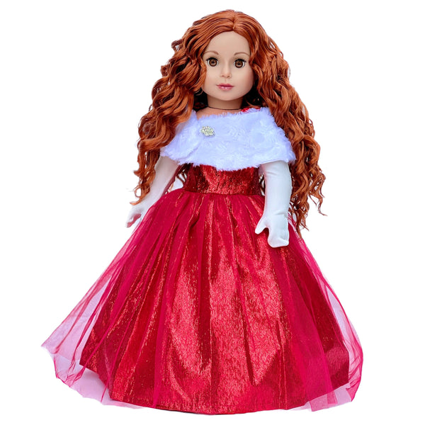 Lady in Red - 3 Piece Doll Outfit - Red Gown, Gloves and Cape Lady in Red - 3 Piece Doll Outfit - Red Gown, Gloves and Cape