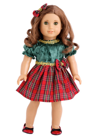 Royal Velvet - 2 Piece Outfit for 18 inch Doll -Black and Purple Gown and Matching Shoes - 18 inch Doll Clothes (Doll NOT Included)