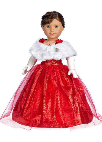 Asian Beauty - Clothes for 18 inch Doll - Asian Red and Gold Traditional Dress with Golden Shoes