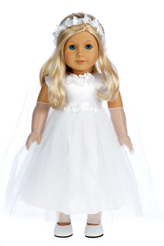 Ocean Breeze - 3 Piece Outfit for 18 inch Doll - White Blouse, Blue Skirt, Silver Necklace - 18 inch Doll Clothes (Doll NOT Included)