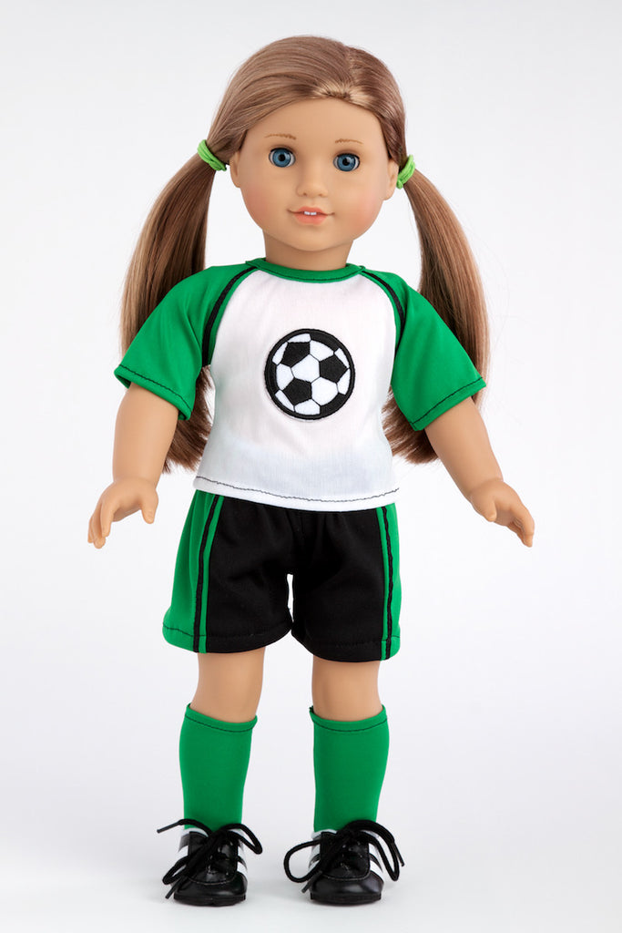 Soccer Girl - Clothes for 18 inch Doll - 4 Piece Outfit - Shirt, Shorts, Socks and Shoes