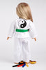Yin and Yang - Clothes for 18 inch Doll - Karate / Tae Kwon Do Uniform - Blouse, Pants and 5 Belts: Yellow, Green, Red, Blue and Black