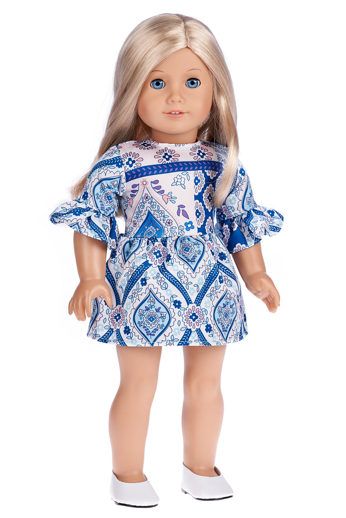 Party Dress - Blue Dress for 18 inch American Girl Doll