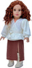 Fashion Fusion - 3 Piece Outfit for 18 inch Doll - Ivory Blouse, Brown Skirt and Ivory Boots - 18 inch Doll Clothes ( Doll Not Included)