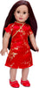Asian Beauty - Clothes for 18 inch Doll - Asian Red and Gold Traditional Dress with Golden Shoes