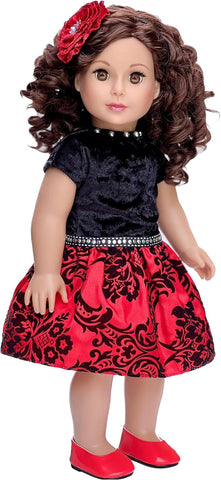 Asian Beauty - Clothes for 18 inch Doll - Asian Red and Gold Traditional Dress with Golden Shoes