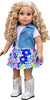 Feeling Happy - Western Doll Clothes for American Girl Doll - Colorful Skirt, White T-Shirt, Blue Jeans Vest, White Cowgirl Boots