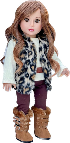 Cotton Candy - Clothes for 18 inch Doll - Pink Parka with Hood, Short Ivory Dress and Pink Boots