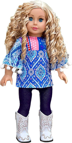 Party Dress - Blue Dress for 18 inch American Girl Doll