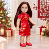 Asian Beauty - Clothes for 18 inch Doll - Asian Red and Gold Traditional Dress with Golden Shoes