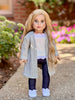 Comfy Chic - 4 Piece Outfit for 18 Inch Doll - White Tank Top, Leggings, Gray Long Sweater and White Sneakers - 18 Inch Doll Clothes ( Doll Not Included)