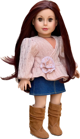 Camo Chic - 4 Piece Outfit for 18 Inch Doll - Ivory Tank Top, Denim Skirt, Green Jacket and Camouflage Boots - 18 Inch Doll Clothes ( Doll Not Included)