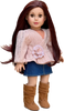Passion for Fashion - 3 Piece Outfit for 18 Inch Doll - Pink Blouse, Denim Skirt and Brown Boots - 18 Inch Doll Cothes ( Doll Not Included)