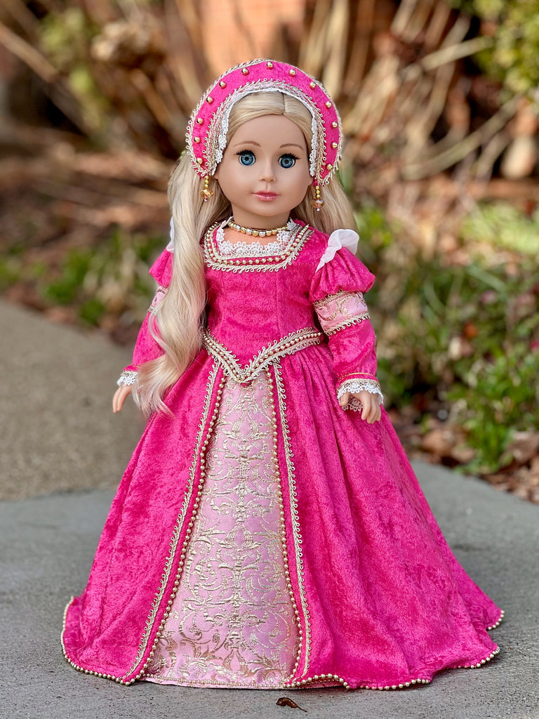 Catherine Howard - OOAK Historical Tudor Style Gown for 18 inch Dolls Dreamworld Collections Catherine Howard - OOAK Historical Tudor Style Gown for 18 inch Dolls Dreamworld Collections