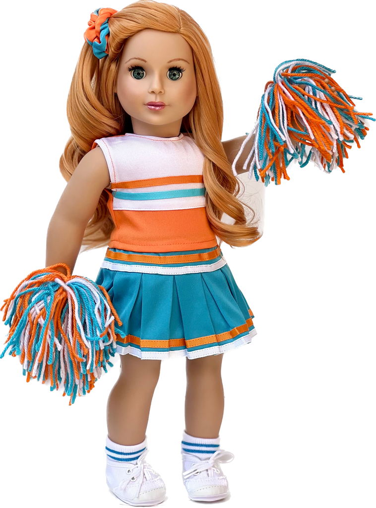 Cheerleader - Clothes for 18 inch Doll - 6 Piece Outfit - Blouse, Skirt, Headband, Pompons, Socks and Shoes