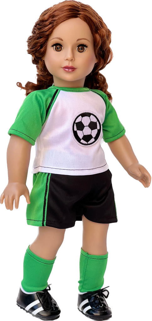Soccer Girl -  Clothes for 18 inch Doll - 4 Piece Outfit - Shirt, Shorts, Socks and Shoes