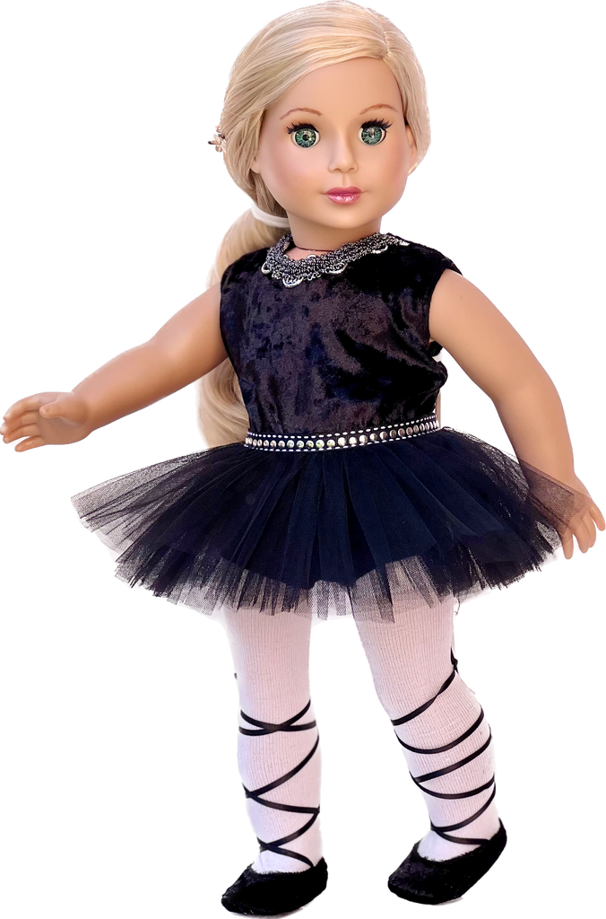 Black Swan - Ballerina Outfit for 18 inch Doll - Leotard, Tutu, Tights and Ballet Shoes