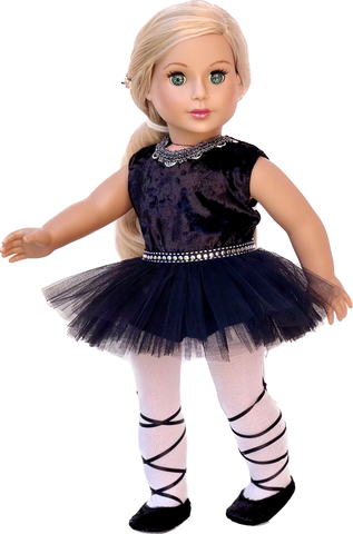 Arctic Glam - 3 Piece Outfit for 18 Inch Doll - White Sweater, Black Leggings and Black Boots - 18 inch Doll Clothes ( Doll Not Included)