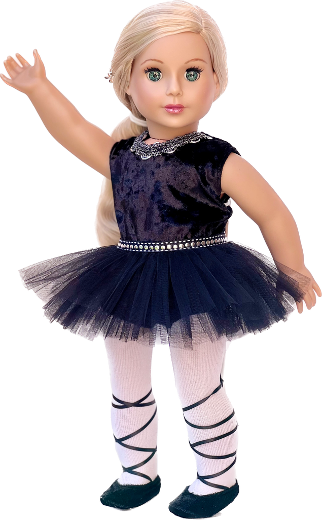 Black Swan - Ballerina Outfit for 18 inch Doll - Leotard, Tutu, Tights and Ballet Shoes