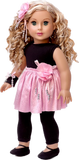 Show Time - Ballet Outfit for 18 inch Doll - Black Unitard, Pink Tutu Skirt, Slippers, Corsage, Hair Piece and Wristband