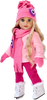 Ice Skating Fun - Clothes for 18 inch Doll - 6 Piece Gift Set - Pink Fleece Blouse with Stretchy Leggings, Hat, Scarf, Mittens and White Ice Skates