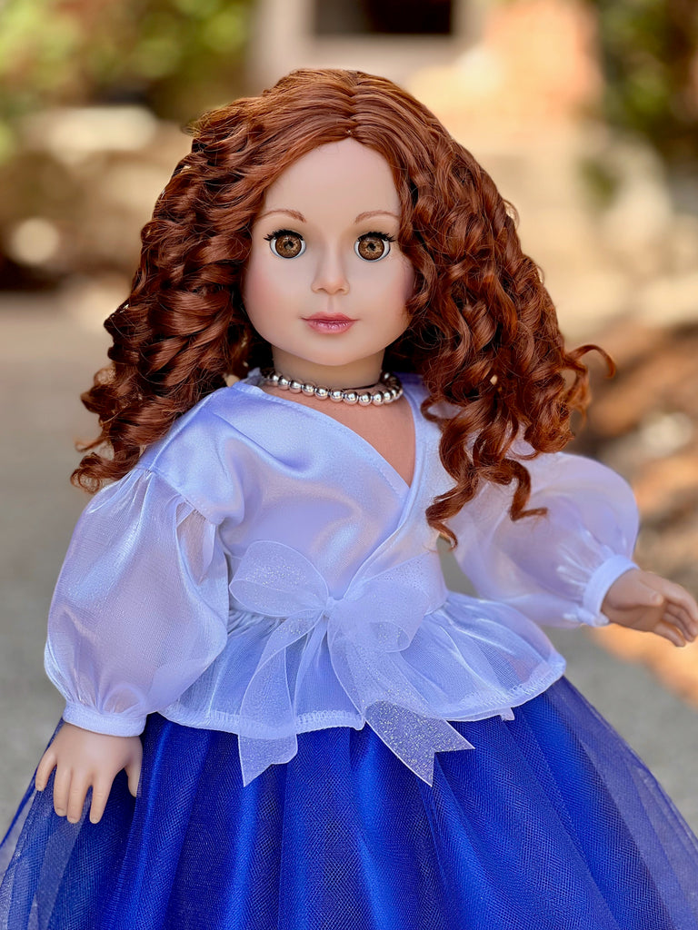 Ocean Breeze - 3 Piece Outfit for 18 inch Doll - White Blouse, Blue Skirt, Silver Necklace - 18 inch Doll Clothes (Doll NOT Included)