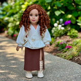 Fashion Fusion - 3 Piece Outfit for 18 inch Doll - Ivory Blouse, Brown Skirt and Ivory Boots - 18 inch Doll Clothes ( Doll Not Included)