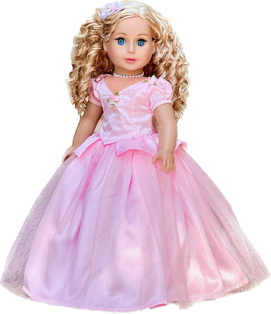 Pretty Pink - Doll Gown for 18 inch American Girl Doll includes Necklace and Headpiece