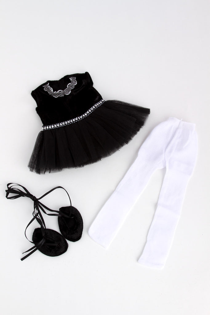 Black Swan - Ballerina Outfit for 18 inch Doll - Leotard, Tutu, Tights and Ballet Shoes