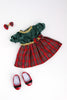 Christmas Classic - Clothes for 18 inch Doll - Green and Red Holiday Party Dress with Red Shoes and Bow