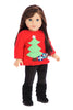 Christmas Sweater - Doll Clothes for 18 inch Dolls - 3 Piece Doll Outfit - Red Sweater, Black Pants and Boots