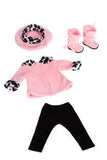Elegance - Clothes for 18 inch Doll - Pink Fleece Coat, matching Hat, Black Pants and Pink Boots