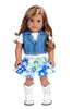 Feeling Happy - Western Doll Clothes for American Girl Doll - Colorful Skirt, White T-Shirt, Blue Jeans Vest, White Cowgirl Boots