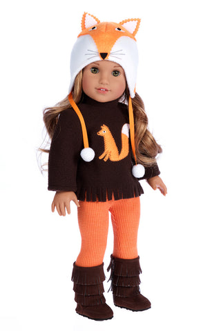 Uptown Girl - Clothes for 18 inch Doll - 4 Piece Outfit - Red Ruffled Jacket, White Tank Top, Black Leggings and Boots