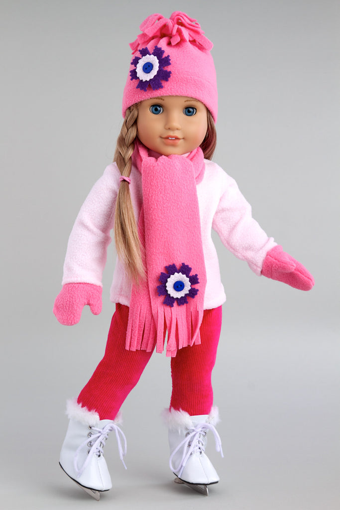 Ice Skating Fun Clothes for 18 inch American Girl Doll Blouse Leggings Hat Scarf Mittens Skates Dreamworld Collections